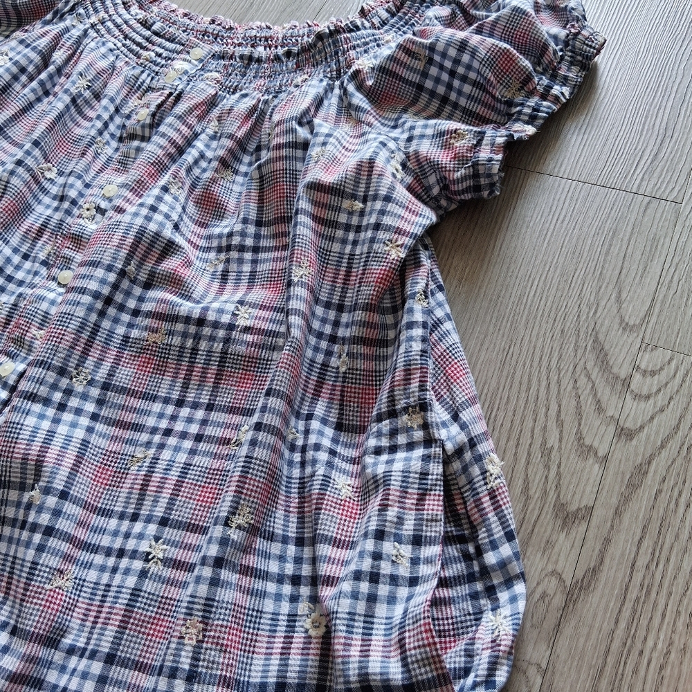Anthropologie Plus Floral Embroidery Plaid Mini Dress - Picture 10 of 16